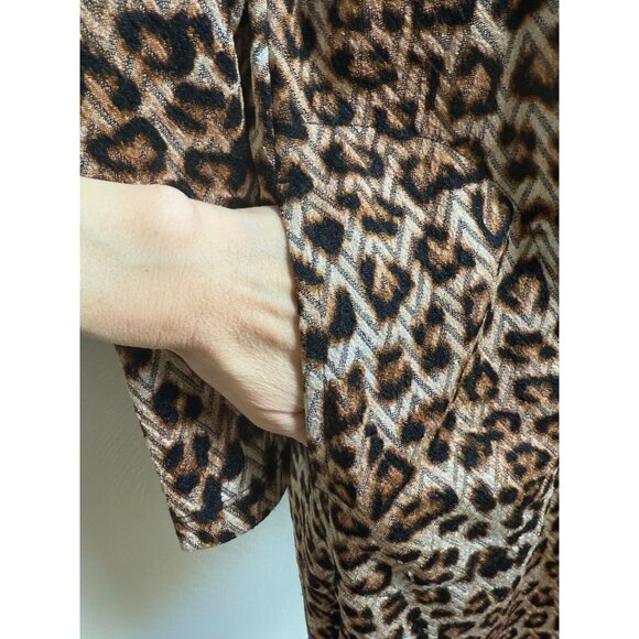 Susan Graver Womens Leopard Print Open Long Cardigan Size XLP Pockets Stretch - Picture 9 of 15